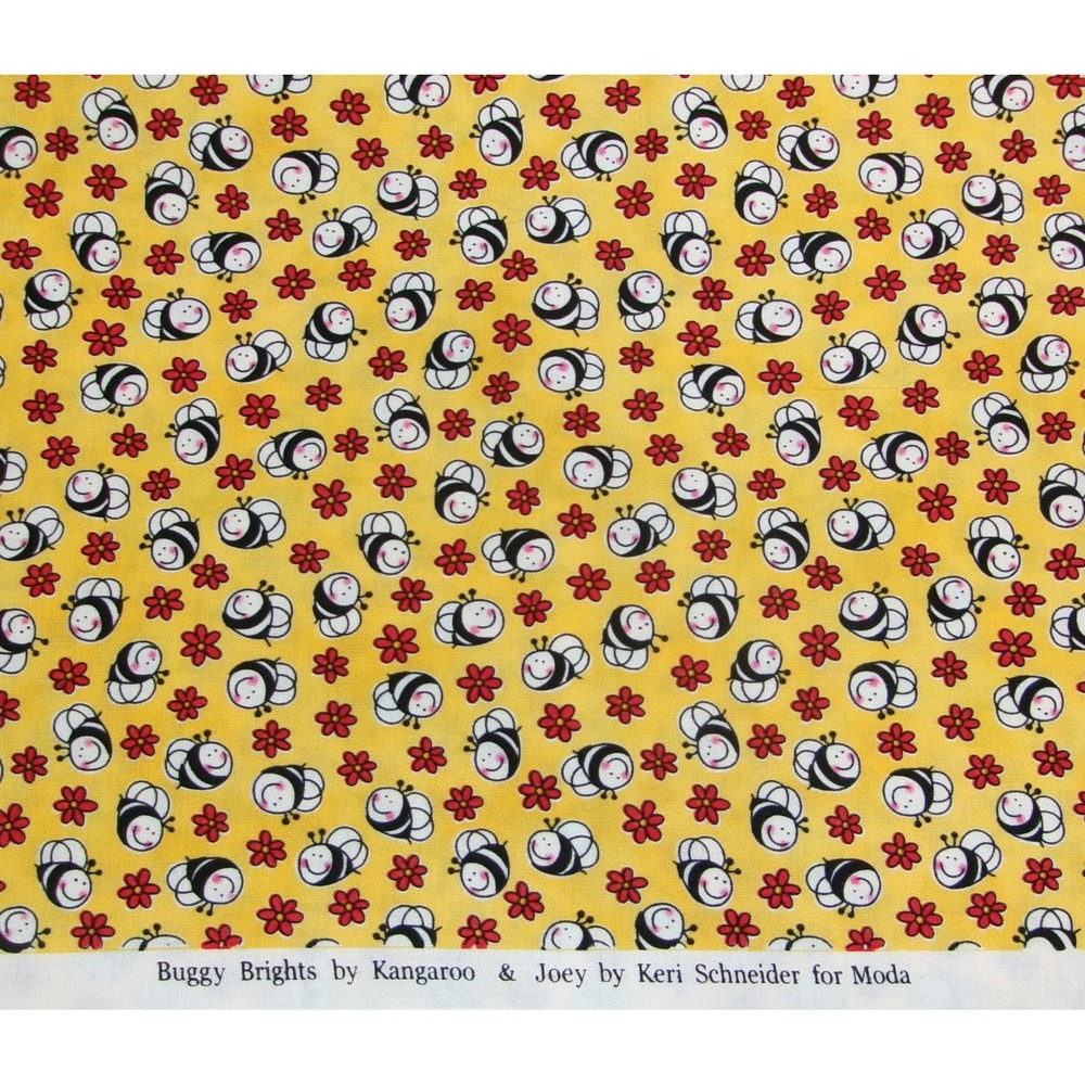 Moda Buggy Brights Keri Schneider Kangaroo Joey Yellow Bee Floral Cotton Fabric